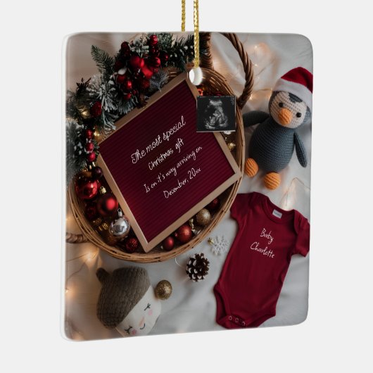 Ornement En Céramique Festif panier de Noël grossesse faire-part (Droite)