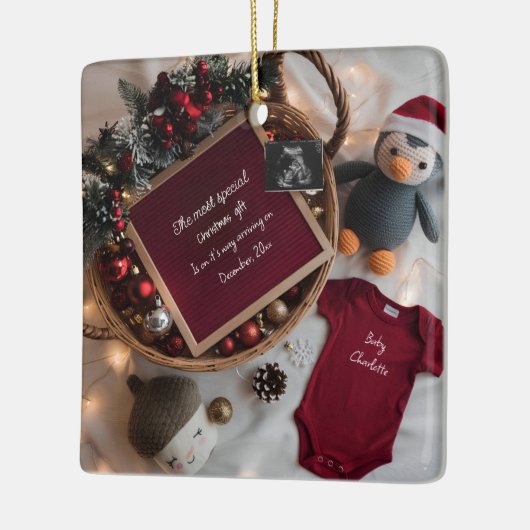 Ornement En Céramique Festif panier de Noël grossesse faire-part (Gauche)