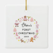 Ornement En Céramique Festif Wreath Photo Ornament de Noël (Dos)