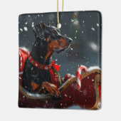 Ornement En Céramique Festive de Noël de chien Doberman (Gauche)