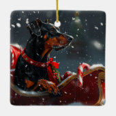 Ornement En Céramique Festive de Noël de chien Doberman (Dos)