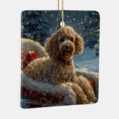 Ornement En Céramique Festive de Noël du chien de caniche (Droite)