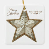 Ornement En Céramique Festive Decorated Star Merry Christmas (Devant)