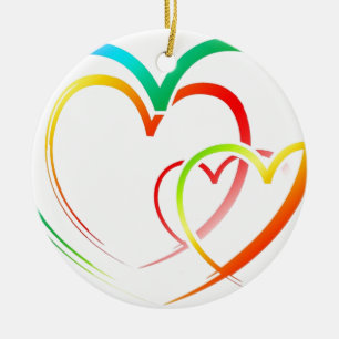 Ornement En Céramique Fête de bureau Amour Paix Merci Motif Coloré