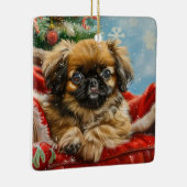 Ornement En Céramique Fête de Noël des chiens de Pékin (Droite)