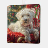 Ornement En Céramique Fête de Noël des chiens maltais (Gauche)