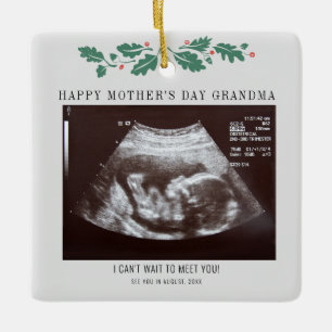 Ornement En Céramique Fête des mères Grossesse Ultrasound Photo Grand-mè