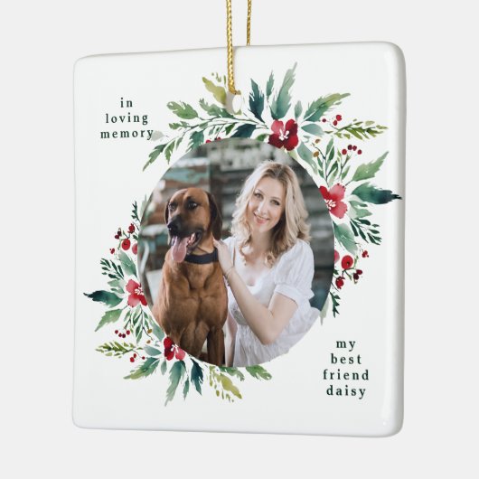 Ornement En Céramique fête fleurie moderne joyeux Noël photo (Gauche)