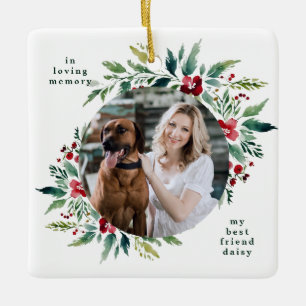 Ornement En Céramique fête fleurie moderne joyeux Noël photo