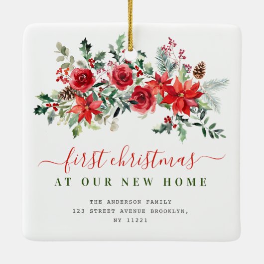 Ornement En Céramique fête fleurie nouvelle adresse (Dos)