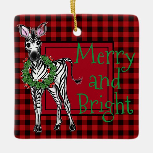 Ornement En Céramique Fête Zebra Holly couronne | buffle rouge (Devant)