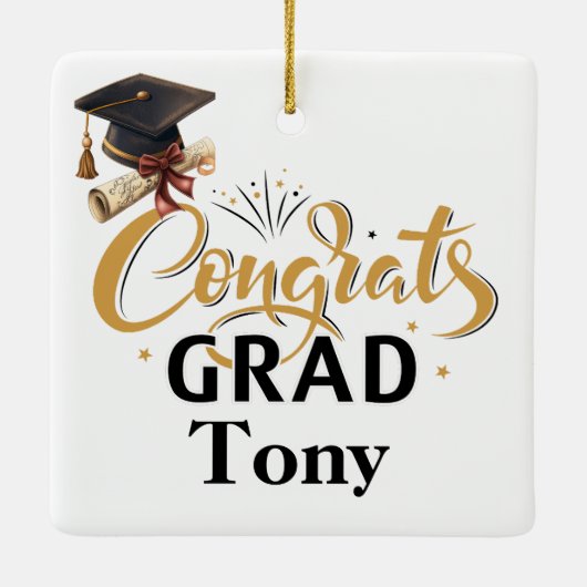 Ornement En Céramique Fêtes customisées Diplôme Noël (Dos)