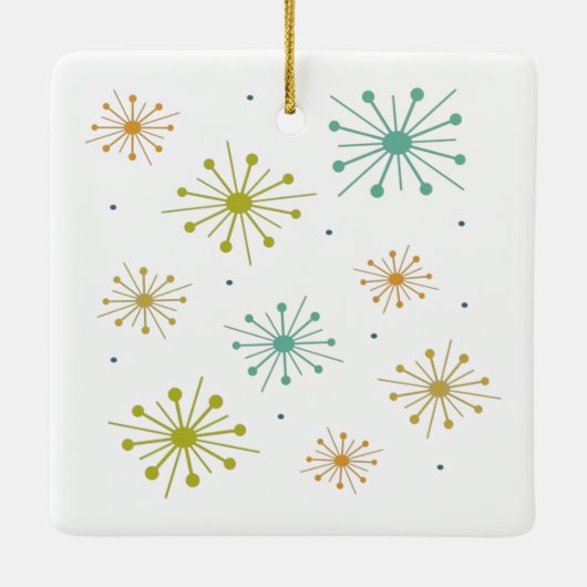 Ornement En Céramique Feu d'artifice rétro Starburbs mi-siècle Noël (Dos)