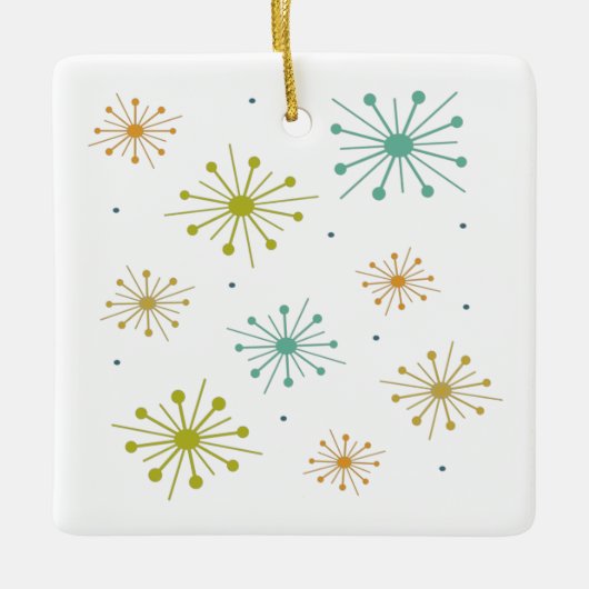 Ornement En Céramique Feu d'artifice rétro Starburbs mi-siècle Noël (Devant)
