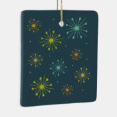 Ornement En Céramique Feu d'artifice rétro Starbursts Bleu foncé Mid Cen (Droite)