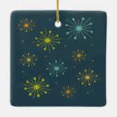 Ornement En Céramique Feu d'artifice rétro Starbursts Bleu foncé Mid Cen (Dos)