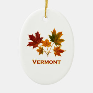 Ornement En Céramique Feuillage d'automne du Vermont - feuille d'érable