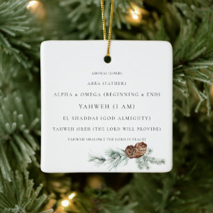 Ornement En Céramique Feuillage de pomme de pin Les noms de Dieu Chrétie
