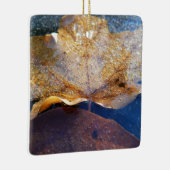 Ornement En Céramique Feuille d'érable jaune congelée Automne Nature (Droite)