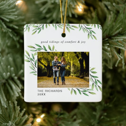 Ornement En Céramique Feuilles d'aquarelle simple photo moderne (Arbre)