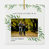 Ornement En Céramique Feuilles d'aquarelle simple photo moderne (Dos)