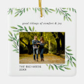 Ornement En Céramique Feuilles d'aquarelle simple photo moderne (Devant)