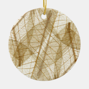 Ornement En Céramique Feuilles en dentelle beige crème pâle