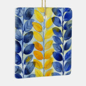 Ornement En Céramique Feuilles jaune et bleu (Droite)