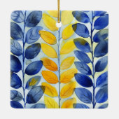Ornement En Céramique Feuilles jaune et bleu (Dos)