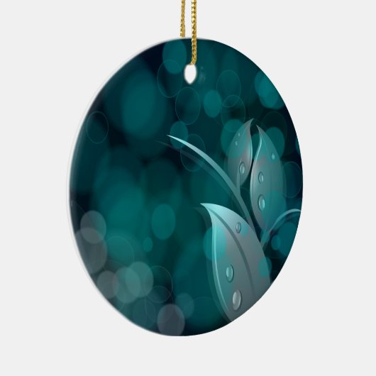 Ornement En Céramique Feuilles turquoise Bokeh (Droite)