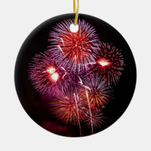 Ornement En Céramique Feux d'artifice patriotiques de cadeaux de 4