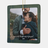 Ornement En Céramique Fiançailles à feuillage persistant | Tartan flanel (Gauche)