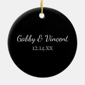 Ornement En Céramique Fiançailles de flocon de neige noir et blanc (Dos)