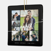 Ornement En Céramique Fiançailles photo collage script moderne (Gauche)