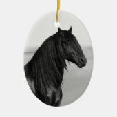 Ornement En Céramique Fière Friesienne cheval d'étalon noir (Devant)