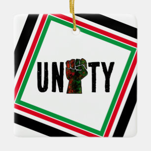 Ornement En Céramique fierté noire drapeau rouge vert poing panafricain
