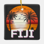 Ornement En Céramique Fiji Vintage Palm Trees Summer Beach<br><div class="desc">Design Vintage Extraordinaire pour les amateurs de plage en été.</div>
