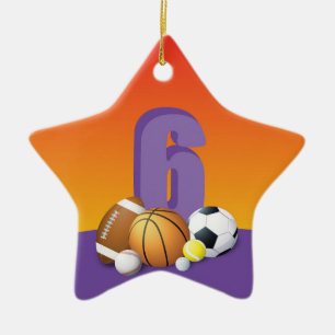 Ornement En Céramique Fille 6ème Anniversaire Ballons Sportifs