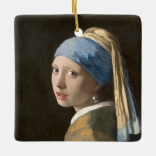 Ornement En Céramique Fille au collier de perles - Johannes Vermeer Art