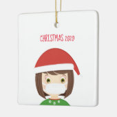 Ornement En Céramique Fille dans le masque de visage Noël 2020 (Gauche)