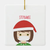 Ornement En Céramique Fille dans le masque de visage Noël 2020 (Dos)