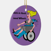 Ornement En Céramique Fille en fauteuil roulant en talons (Droite)