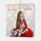 Ornement En Céramique Fille et Kitty Noël personnalisé (Gauche)