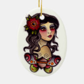 Ornement En Céramique fille gitane avec le papillon (Dos)