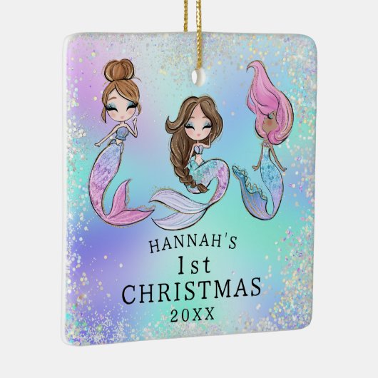 Ornement En Céramique Fille Sirène 1er Noël (Droite)