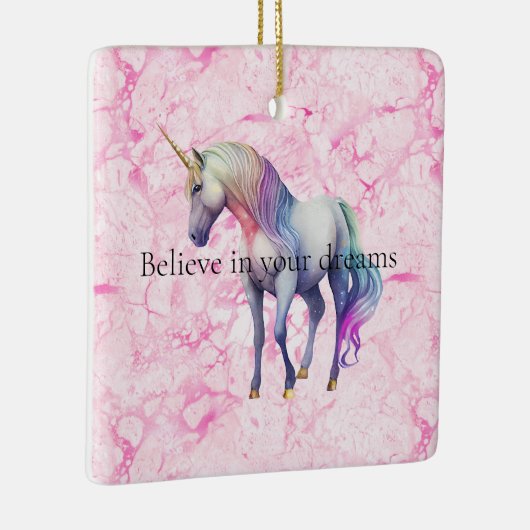 Ornement En Céramique Fille Tourbillonnant Unicorne Rose (Droite)