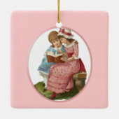 Ornement En Céramique Filles Lecture (Dos)