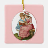 Ornement En Céramique Filles Lecture (Devant)