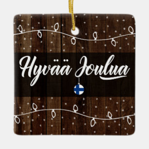 Ornement En Céramique Finlandais Joyeux Noël, Hyvää joulua Style rustiqu