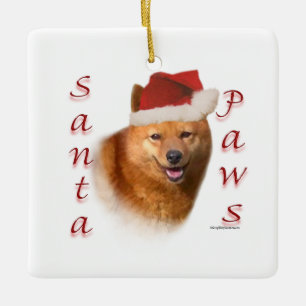 Ornement En Céramique Finnish Spitz Santa Paws